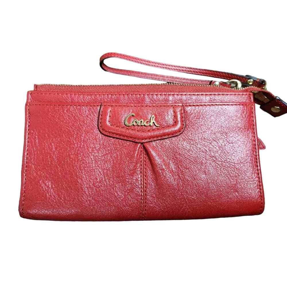 Coach Ashley Pink Leather Wristlet with Gold Hardware